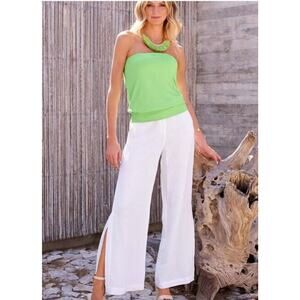 BOSTON PROPER Side Slit Wide Leg Pant Womens Size 6 WhiteCasual Resort Vacation